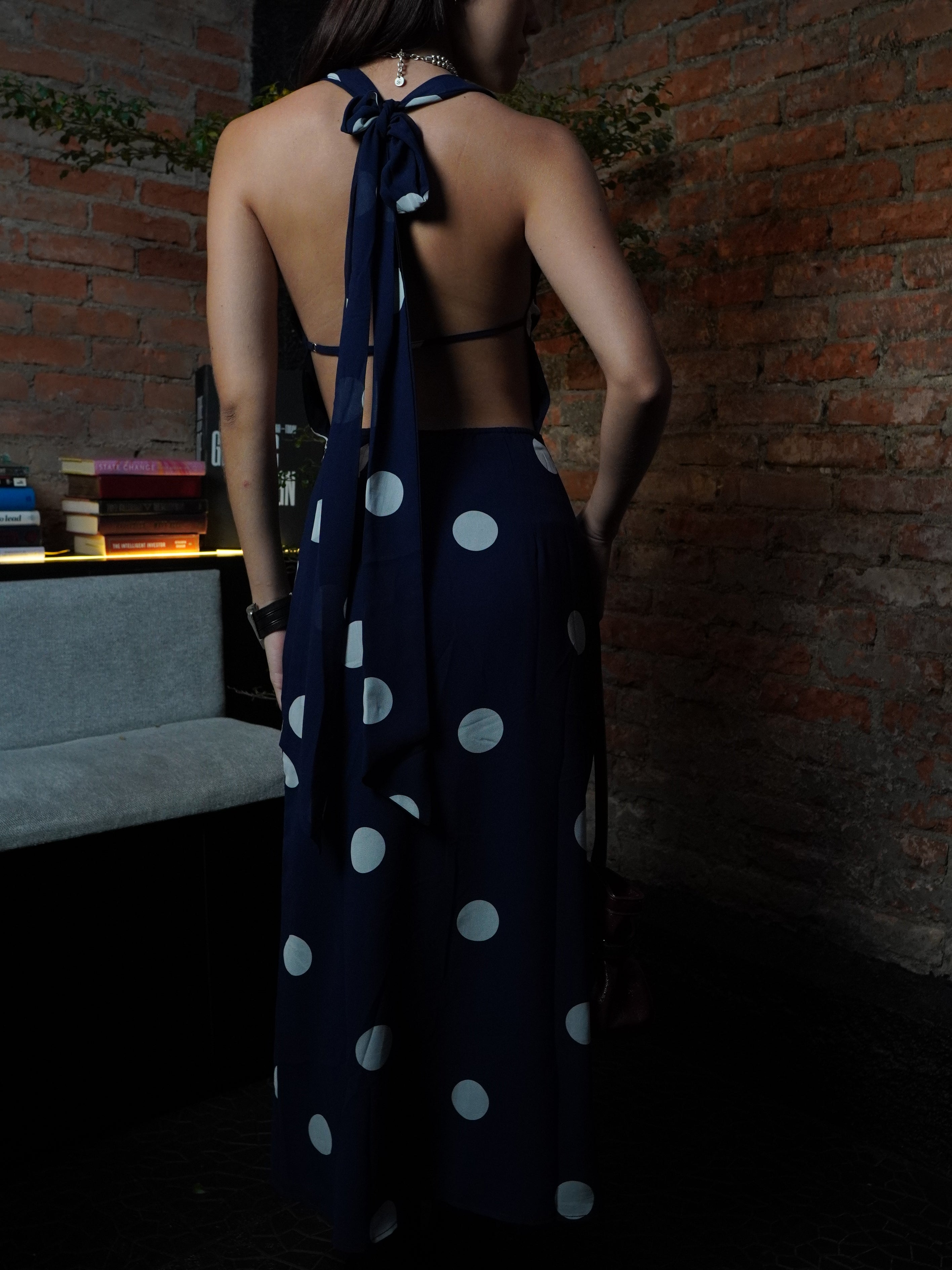 Celeste Polka Dot Maxi Dress