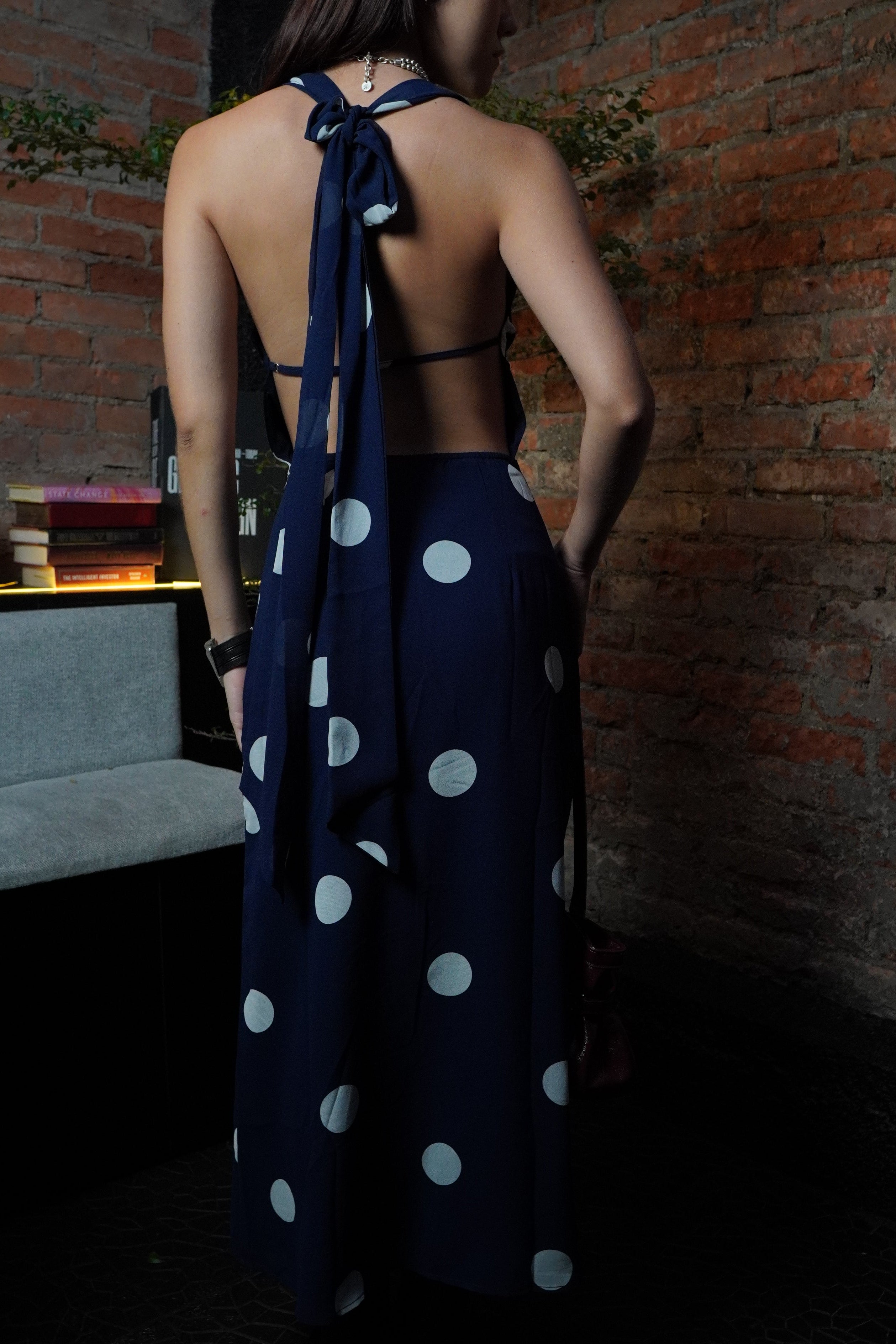 Celeste Polka Dot Maxi Dress