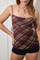 Marsha Plaid Mesh Top