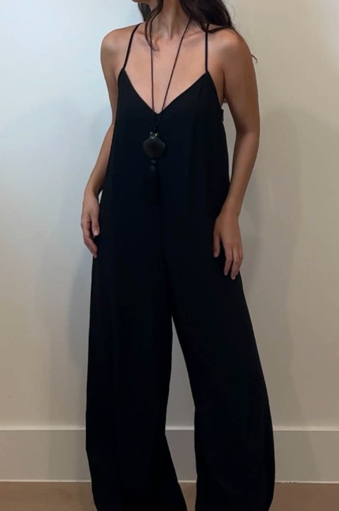 Textured Flowy Long Jumpsuit