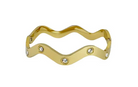 Wide Wave Crystal Gold Bangle