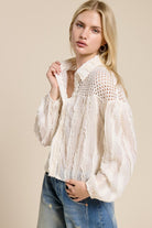 Crochet Detail Ruffle Blouse
